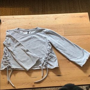 Gray Long sleeve crop top